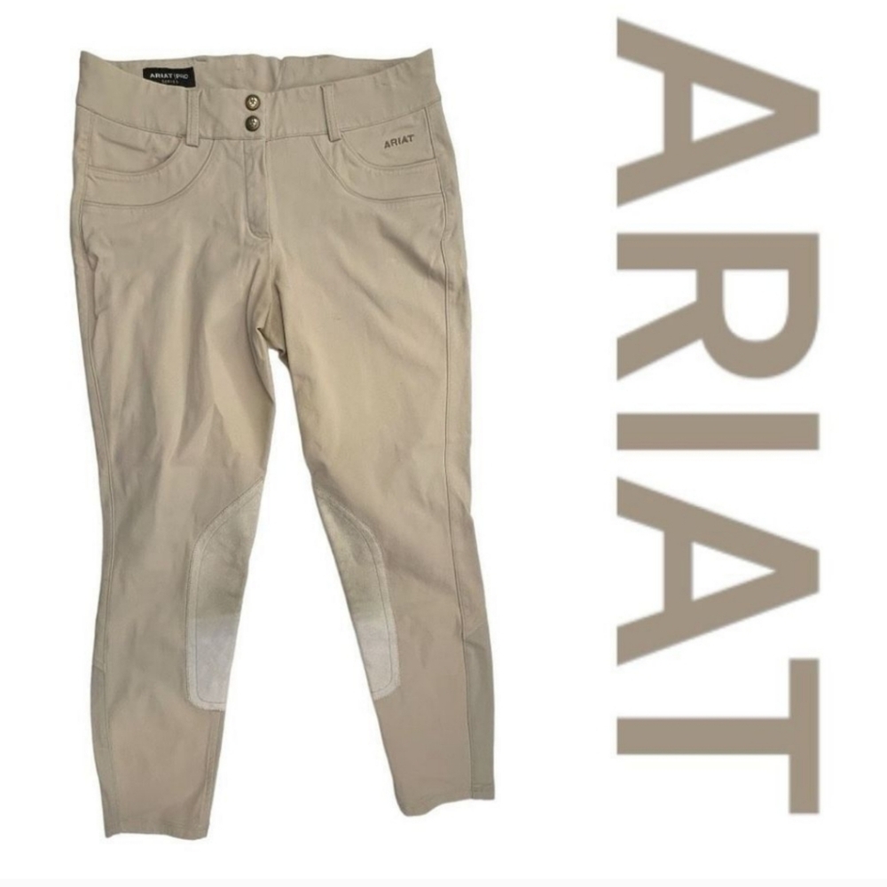 Ariat Pro Series Women's Knee Patch Breeches Horseback Riding Pants Beige